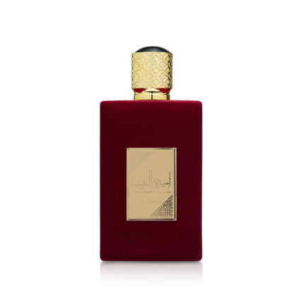 Ameerat Al Arab Asdaaf by Lattafa - Luxurious Red Velvet Perfume Bottle