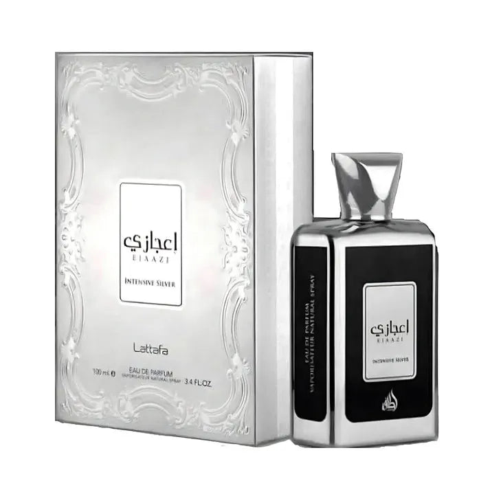 Ejaazi Intense Silver by Lattafa - Bold Perfume with Box Packaging (100ml Eau de Parfum)